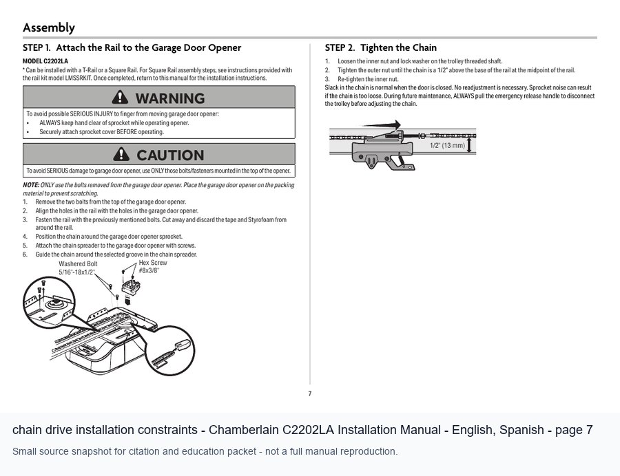 chain drive installation constraints