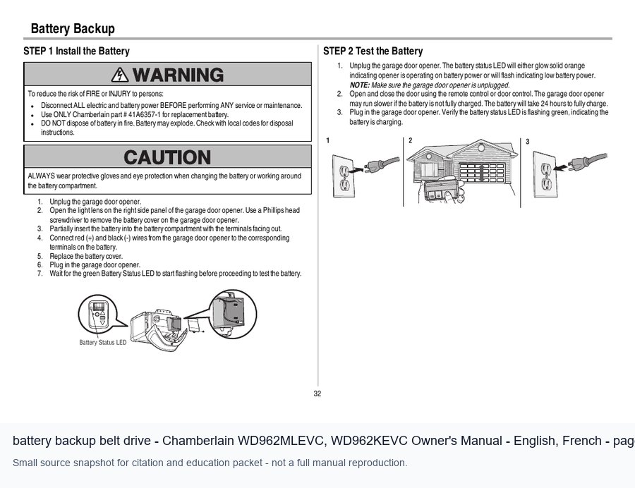 battery backup belt drive